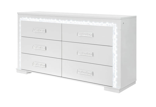 Naomi Silver Marble Dresser with LED