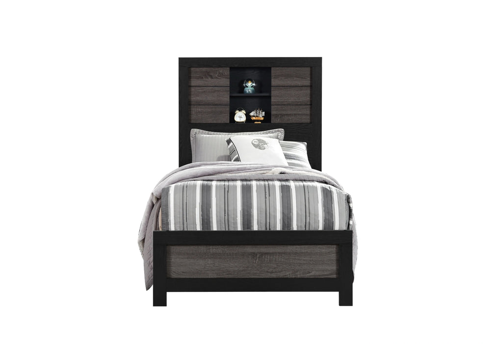 Lisbon Grey/Black Bookcase Bed