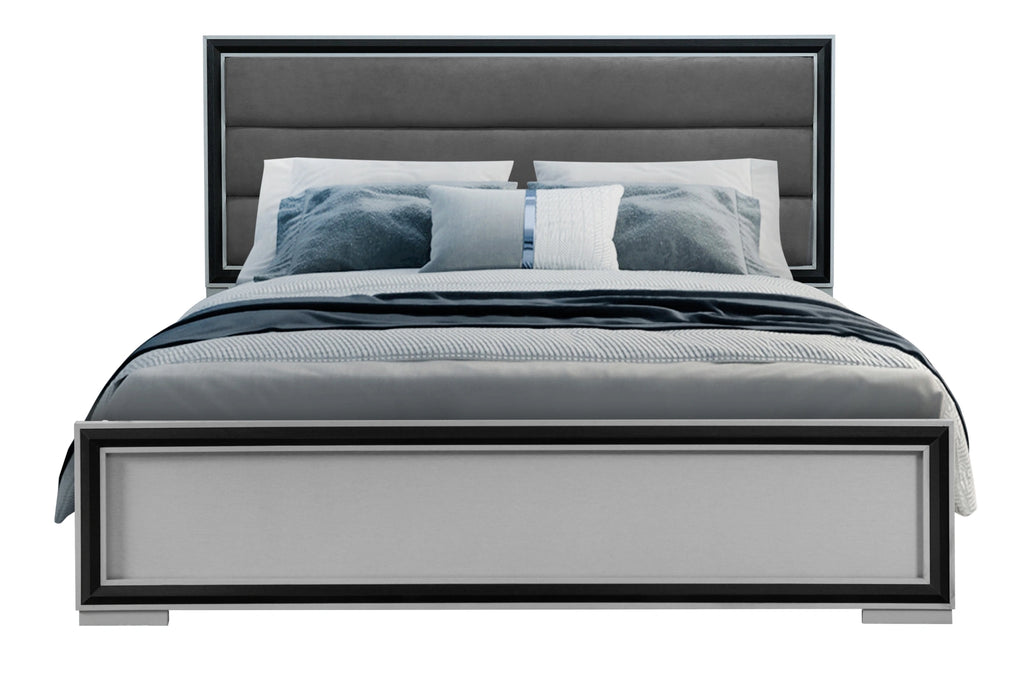 Amelia Grey Black Bed with LED