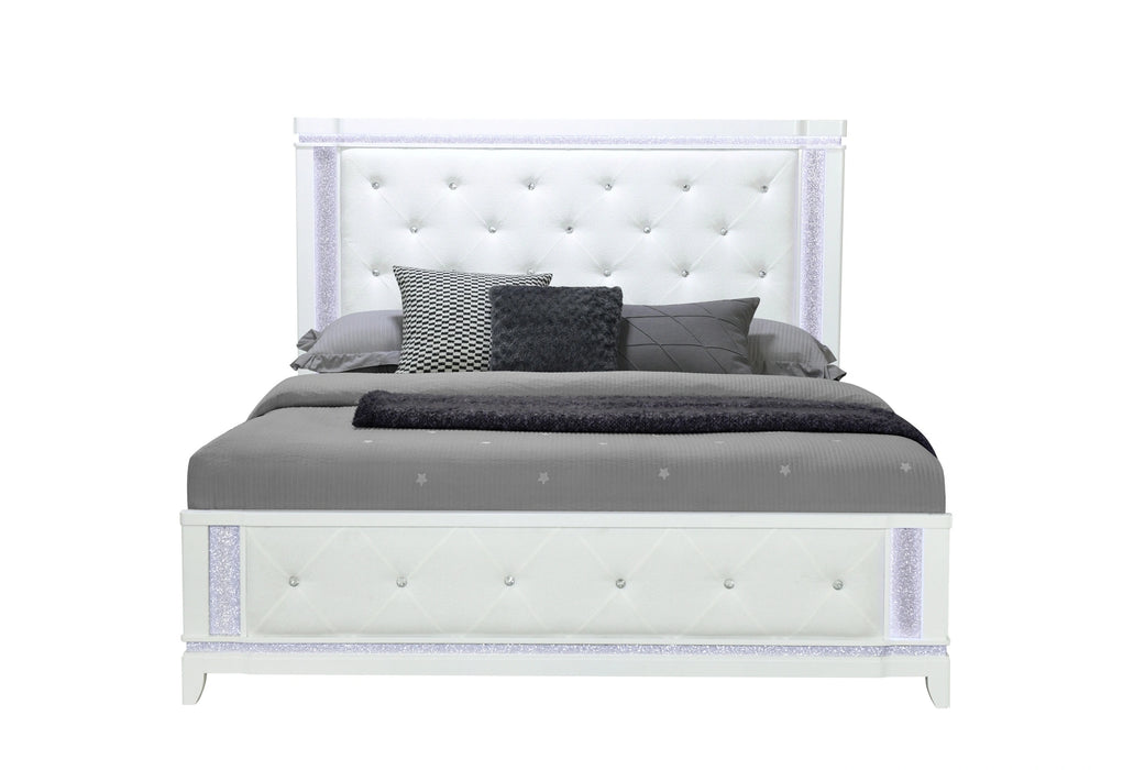 Alina White Bed with LED