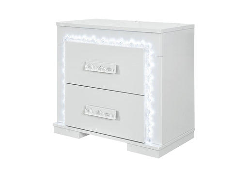 Naomi Silver Marble Nightstand with LED