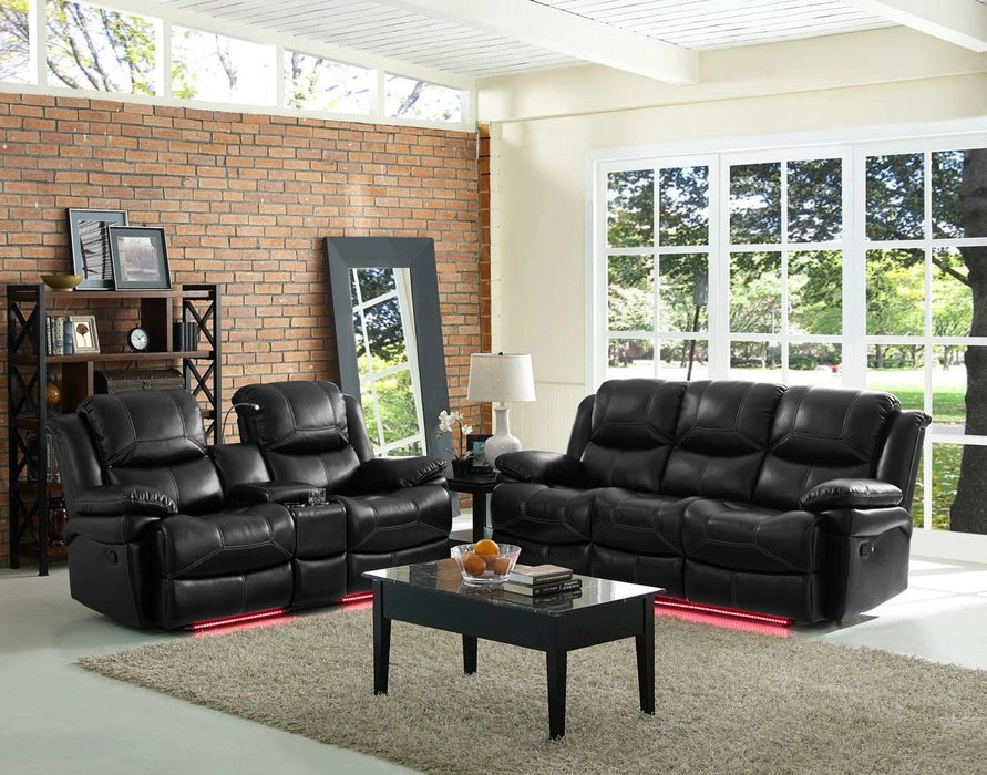 New Classic Flynn Console Loveseat (Lights) in Premier Black