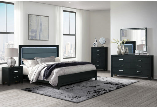 Reid Black Bed Dresser Mirror Nightstand