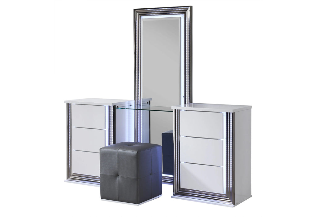 Ylime-Smooth White- Fully Slatted with Vanity Set-N