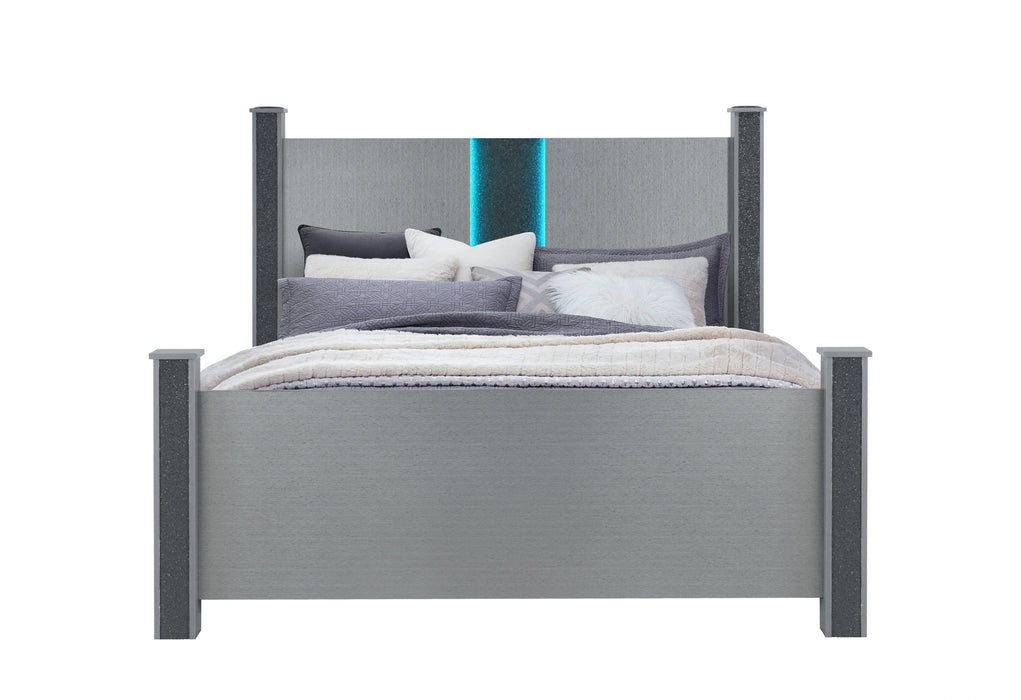 Logan Silver Bed with LED and Speakers