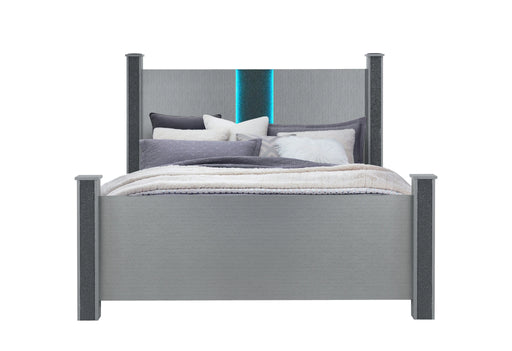 Logan Silver Bed with LED and Speakers