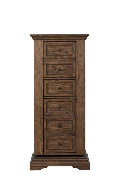 New Classic Furniture Mar Vista Swivel Lingerie Chest w/Mirror in Brushed Walnut