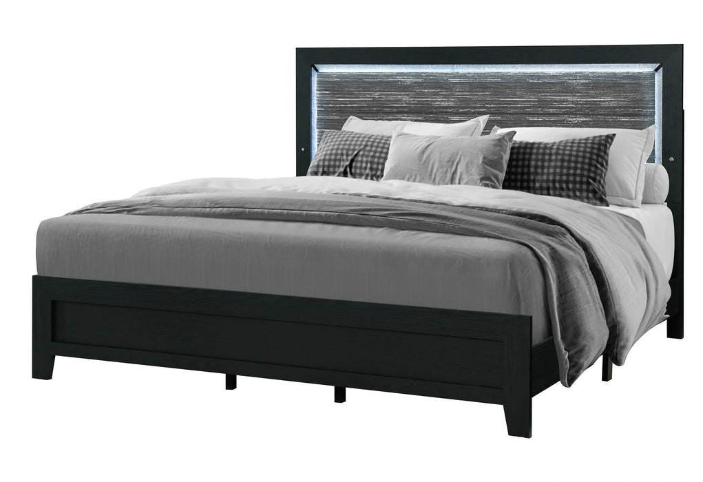 Reid Black Bed Group with LED