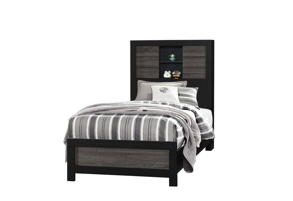 Lisbon Grey/Black Bookcase Bed