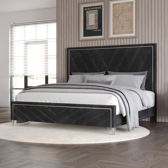 Ava 5/0 Q Headboard, Footboard & Slat Kit-Ebony