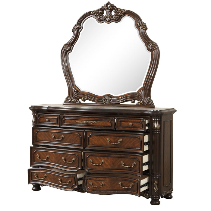 Bella Notte Dresser / Server Mirror- Mahogany Brown