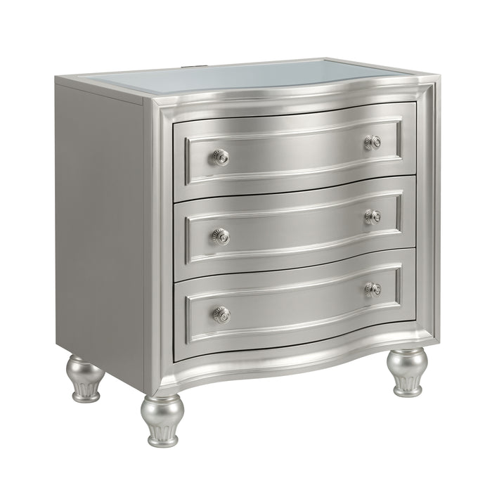 Reflections Nightstand W/Mirrored Top-Silver