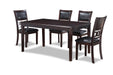 Gia 5 Pc 60" Dining Table & 4 Chairs-Ebony