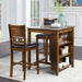 Gia 3 Pc 30" Storage Counter Table & 2 Chairs-Brown