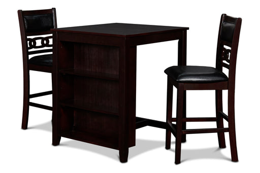 Gia 3 Pc 30" Storage Counter Table & 2 Chairs-Ebony