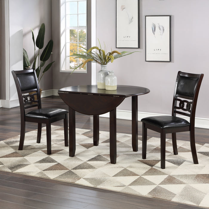 Gia 3 Pc 42" Drop Leaf Dining Table & 2 Chairs-Ebony