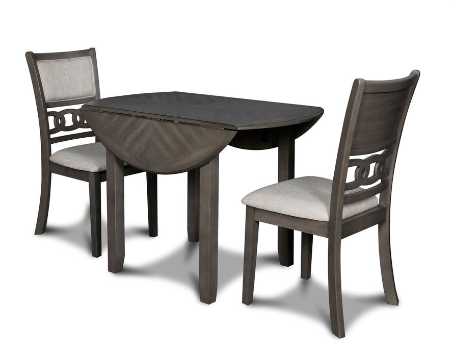 Gia 3 Pc 42" Drop Leaf Dining Table & 2 Chairs-Gray