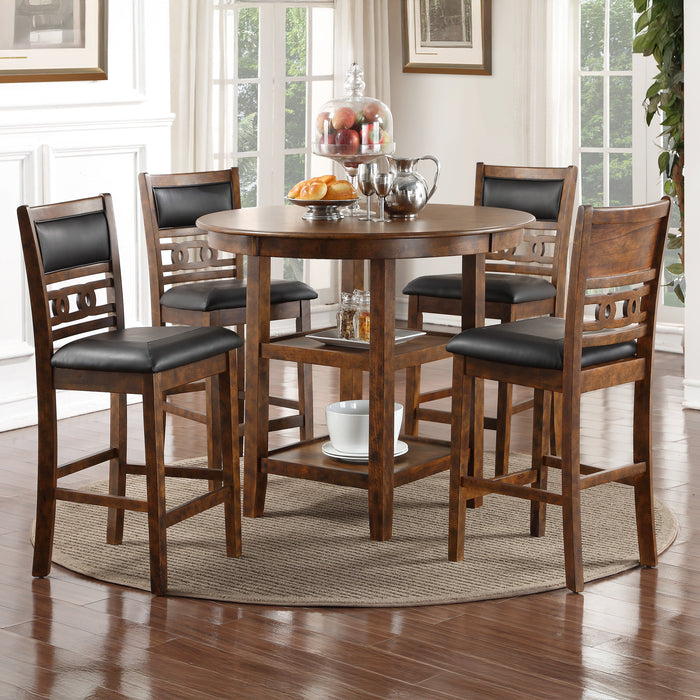 Gia 5 Pc 42" Round Counter Dining Table & 4 Chairs-Brown