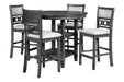 Gia 5 Pc 42" Round Counter Dining Table & 4 Chairs-Gray