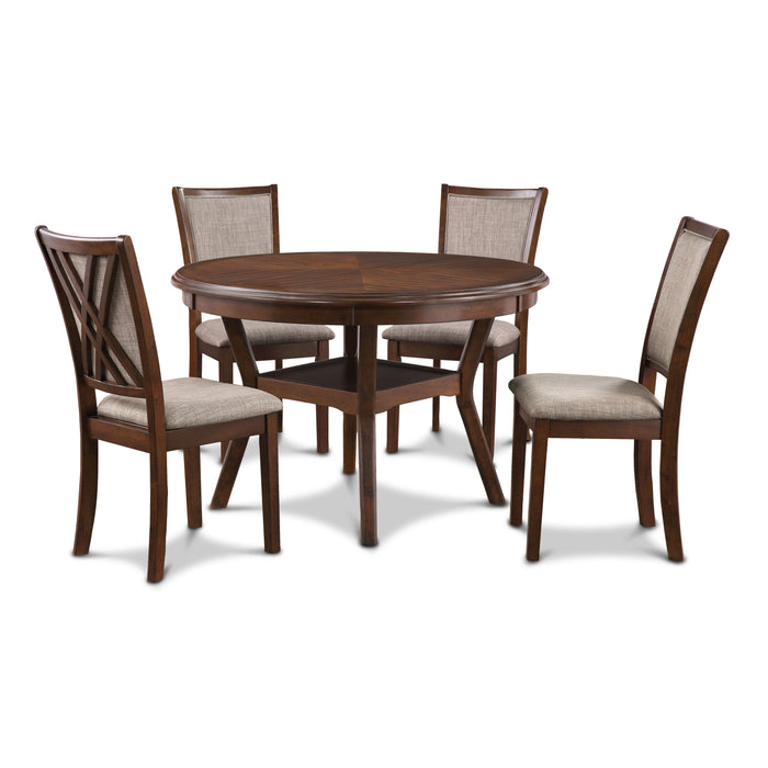 Amy 5 Pc 47" Round Dining Set-Cherry