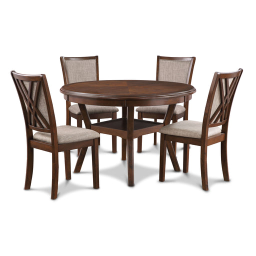Amy 5 Pc 47" Round Dining Set-Cherry