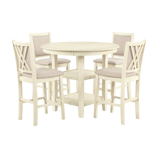 Amy 5 Pc 42" Round Counter Table Set-Bisque