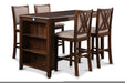 Amy 5 Pc 60" Counter Storage Table+Chairs-Brown Cherry