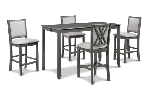 Amy 5 Pc 60" Counter Storage Table+Chairs-Gray