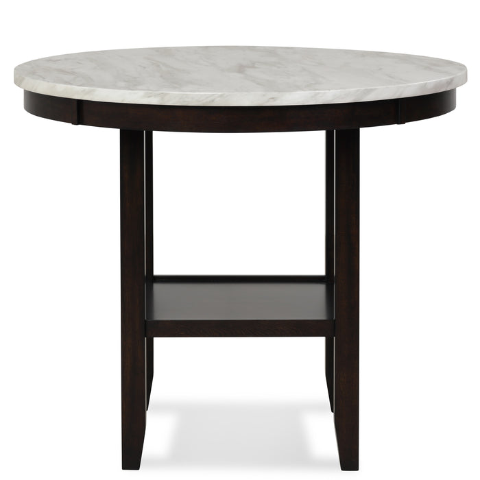 Celeste 42" Round Counter Table-Espresso/Faux Marble