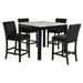 Celeste 5Pc 42" Marble Finish Counter Table & 4 Chairs-Black