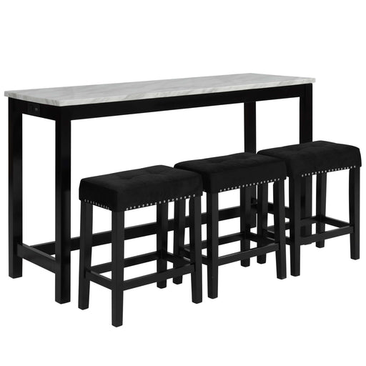 Celeste Theater Bar Table W/ 3 Stools-Black