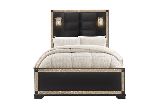 Blake Black Bed with Lamps
