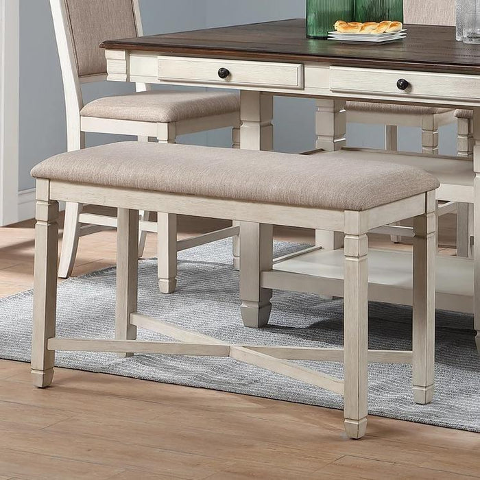New Classic Furniture Prairie Point Counter Height Backless Bench in White