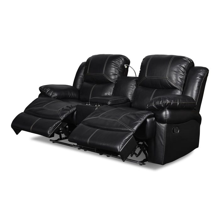 FLYNN CONSOLE LOVESEAT W/ READING LIGHT- BLACK