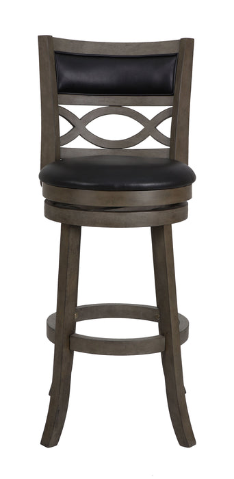 Manchester 29" Bar Stool W/Black Pu Cushions-Gray