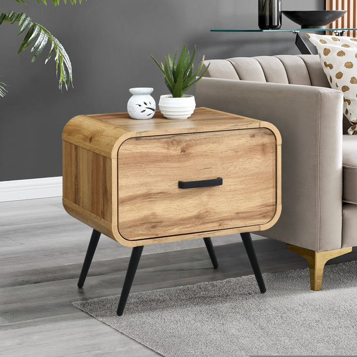 Rowan One Drawer End Table/Bedside Table-Natural