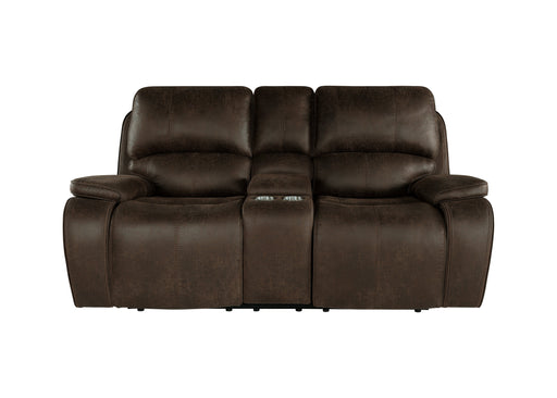 Brookings Console Loveseat W/ Dual Recliners-Brown