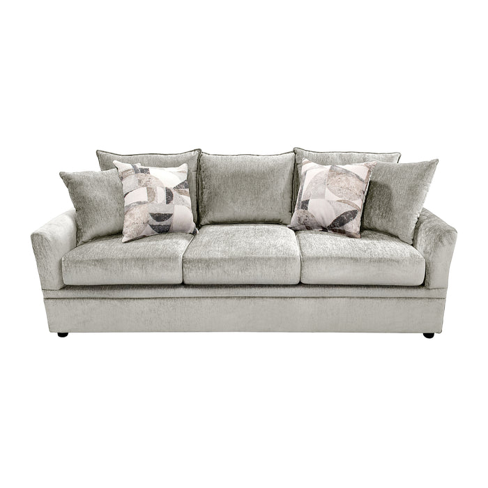 Sylvie Sofa W/4 Accent Pillows-Lush Silver Gray