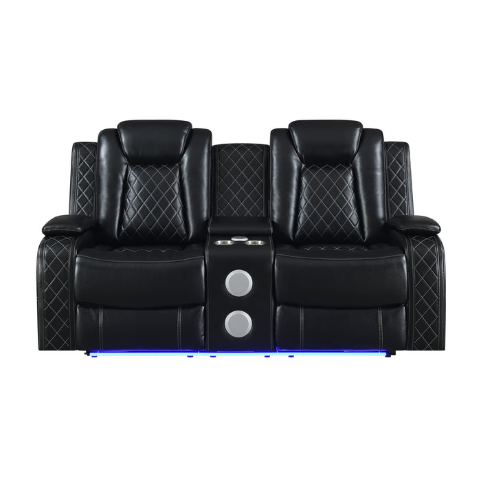 Orion Ii Console Loveseat W/ Dual Recliners-Black