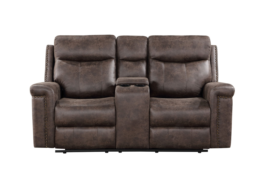 Quade Console Loveseat W/ Dual Recliners-Mocha