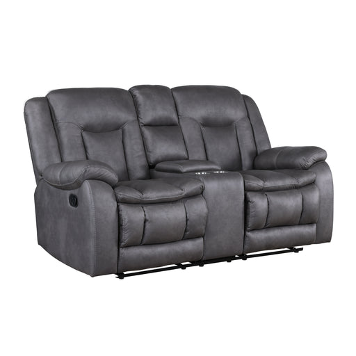 Morello Console Loveseat W/ Dual Recliners-Gray