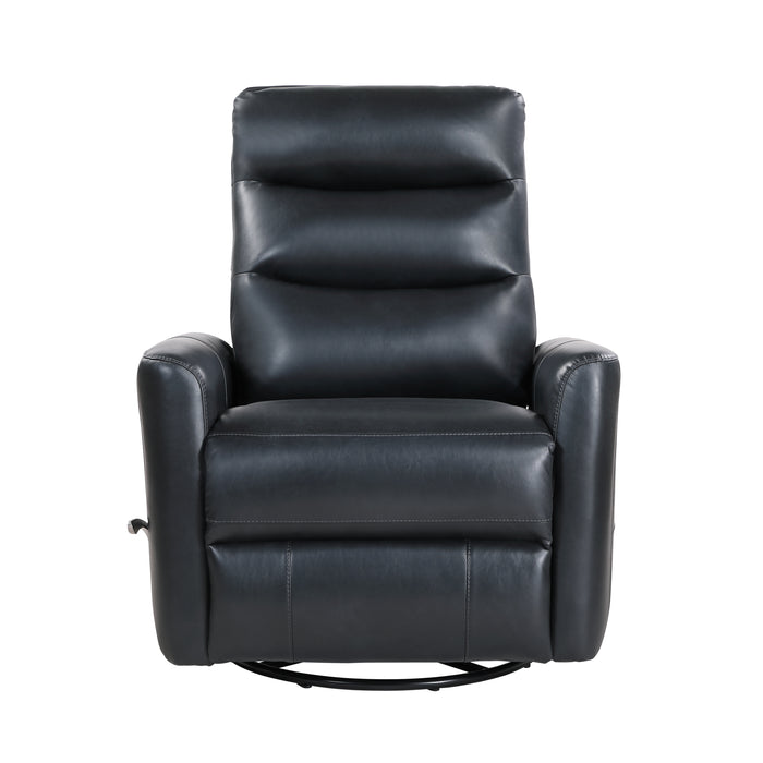 Takami Swivel Recliner-Black Vegan Leather