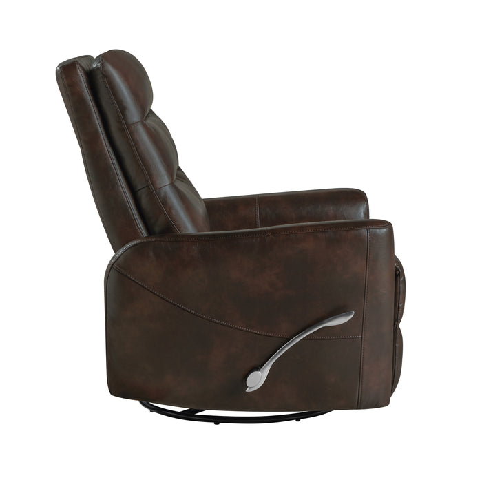 Takami Swivel Recliner-Brown Vegan Leather