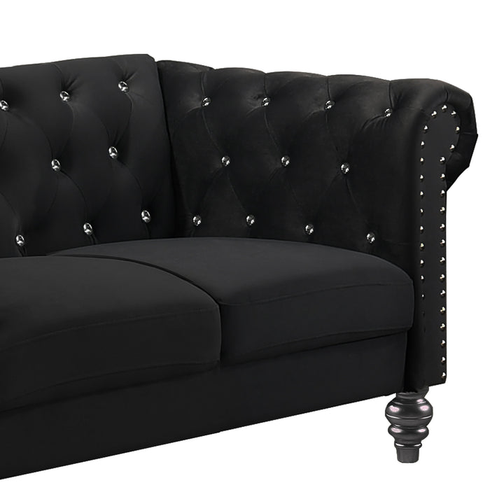 Emma Crystal Loveseat-Black