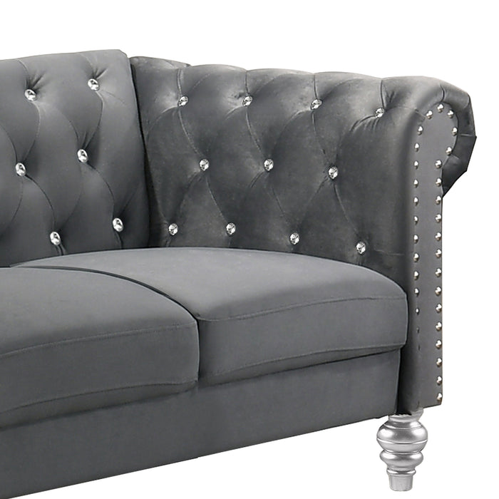 Emma Crystal Loveseat-Gray