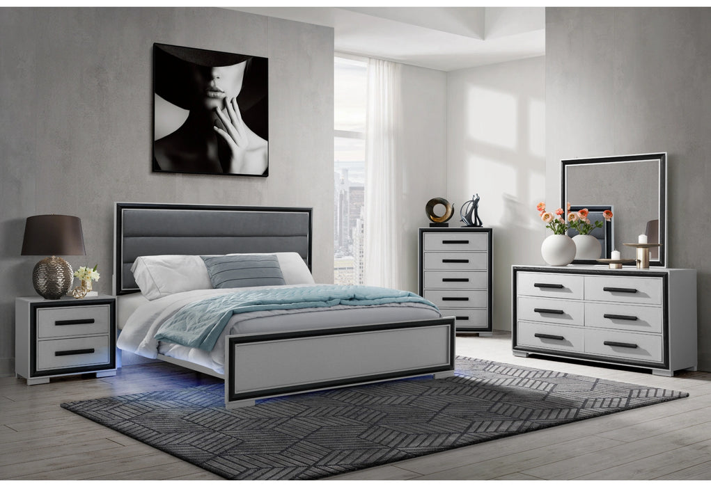 Amelia Grey/Black Bed Group with LED, Cooler and Speaker