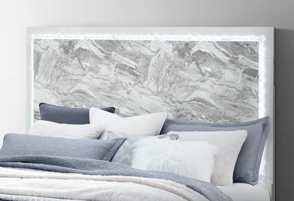 Naomi Silver Marble Bed Group