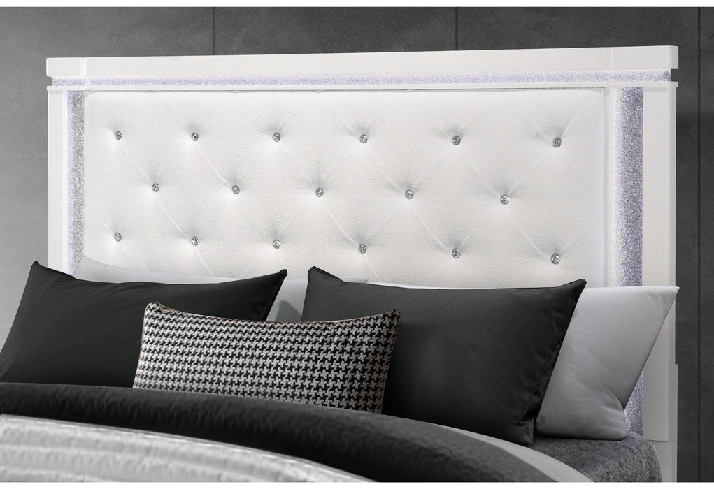 Alina White Bed Group with LED