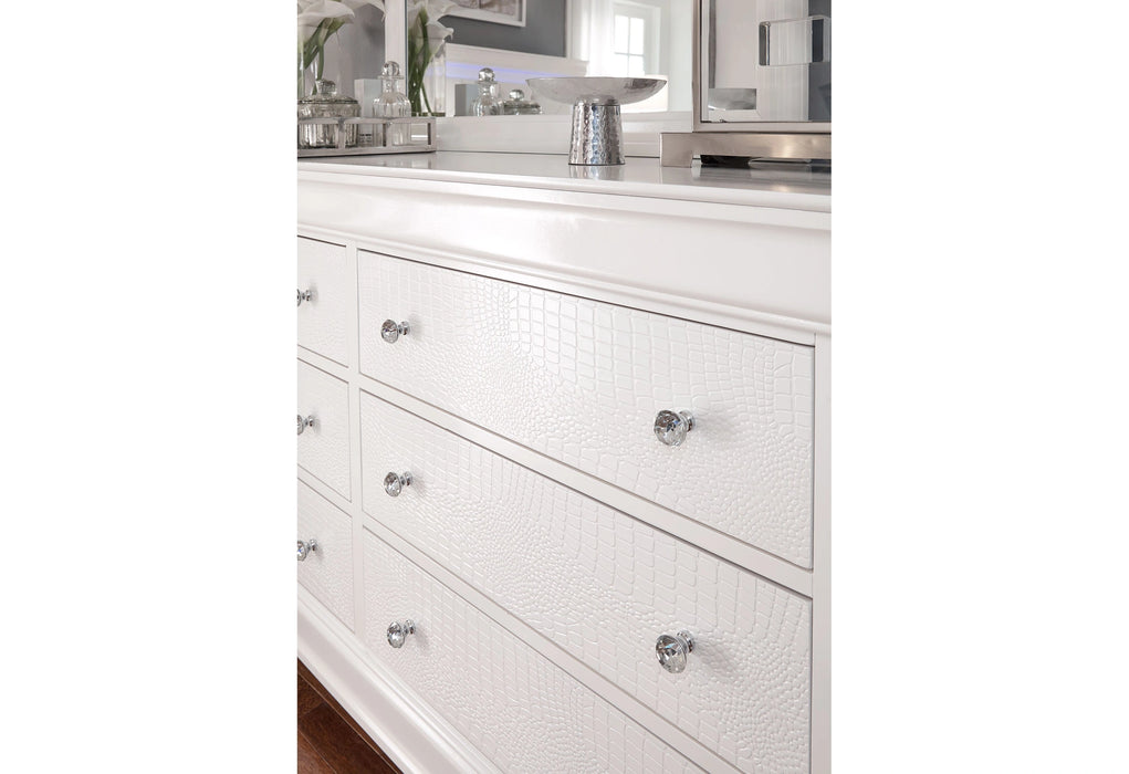 Pompei Bed with LED, Dresser, Mirror and Nightstand