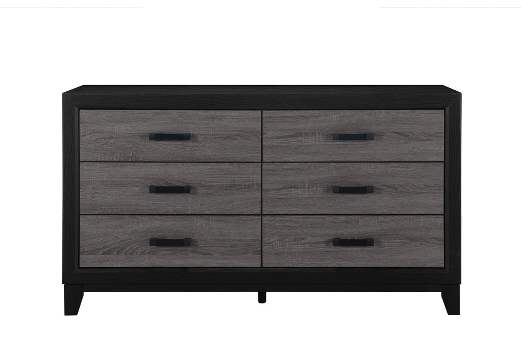 Lisbon Grey/Black Bookcase Twin Bed, Dresser, Mirror and Nightstand